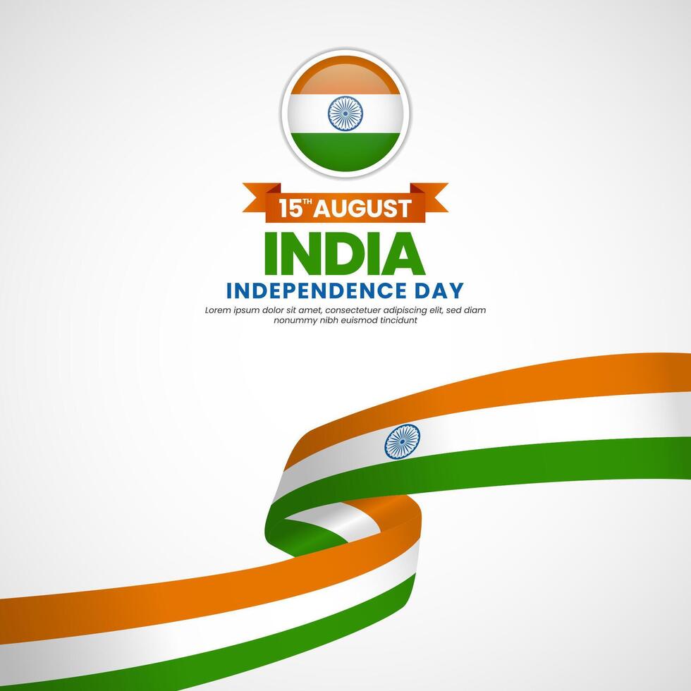 India independence day Square banner with waving ribbon flag vector