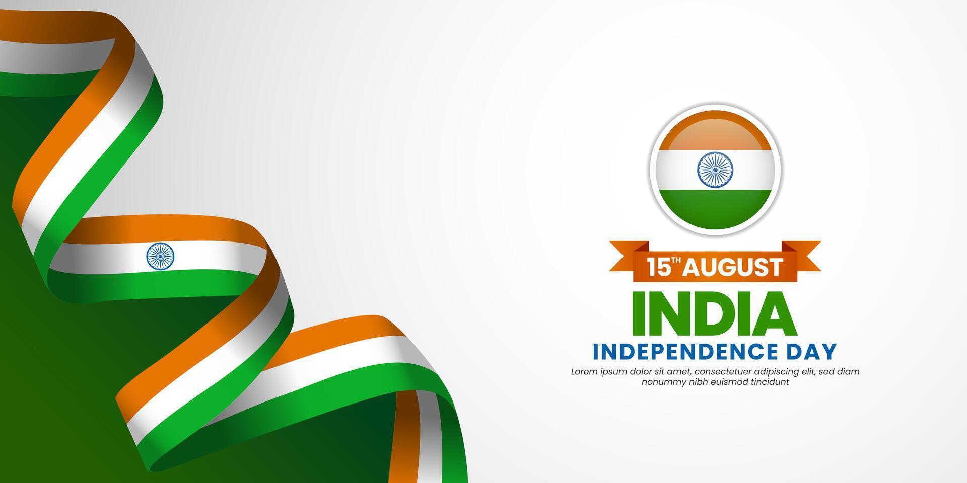 India flag for independence day banner background with waving ribbon flag vector