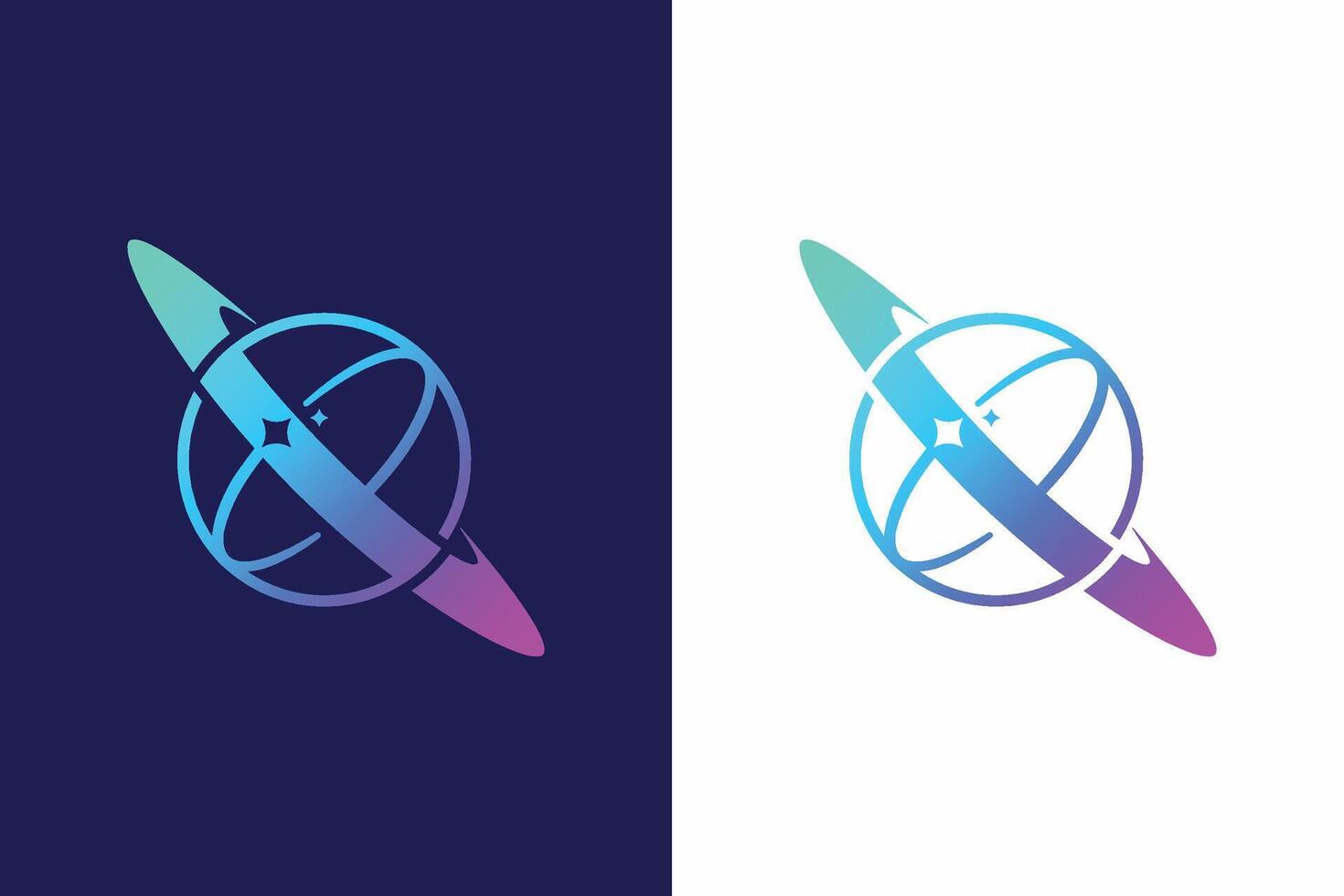 Planet Saturn Logo Global Tech Business Modern Network Communication Connection vector