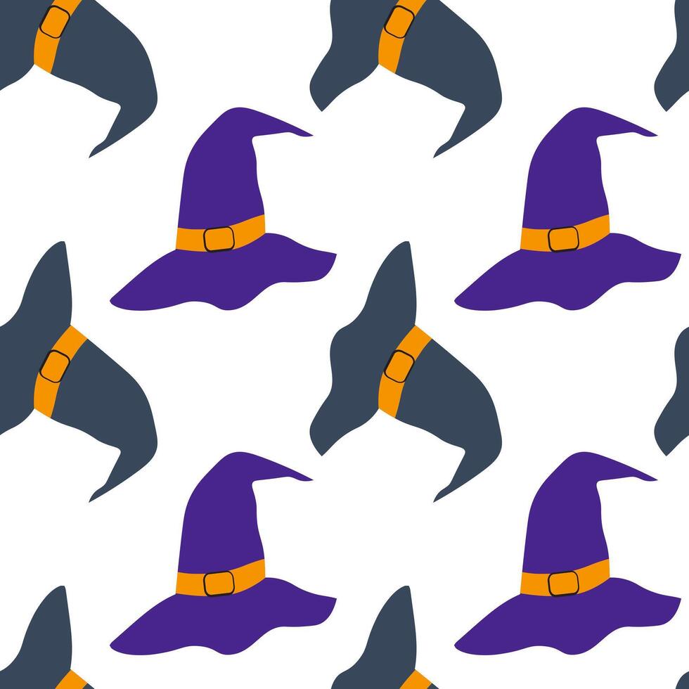 Halloween seamless pattern with witch hat. vector