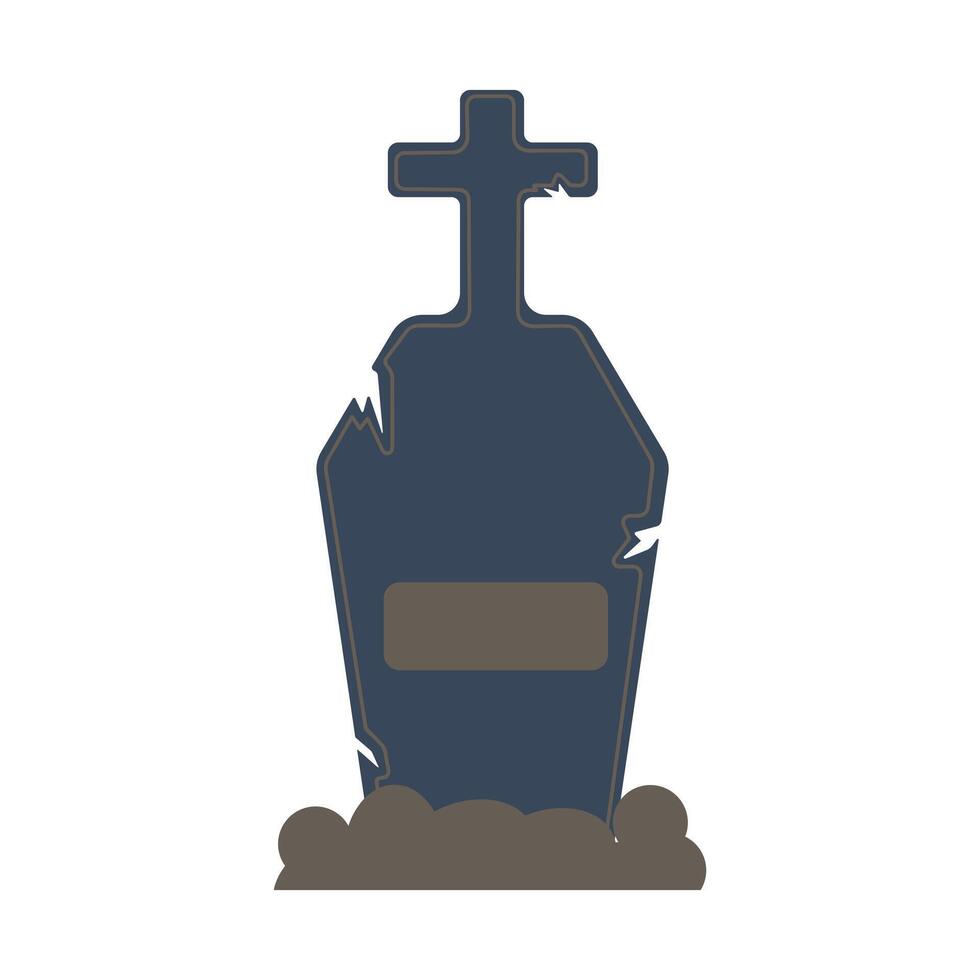 Simple grave and coffin element for halloween. Tombstone on white background. vector