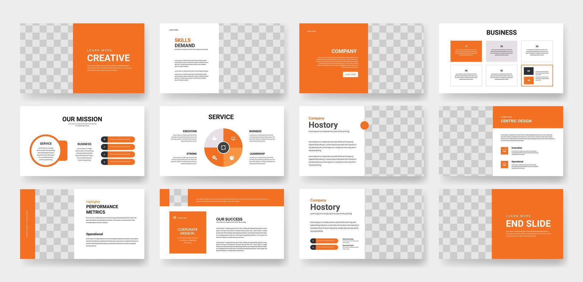 Professional Presentation Template with Orange Accents vector