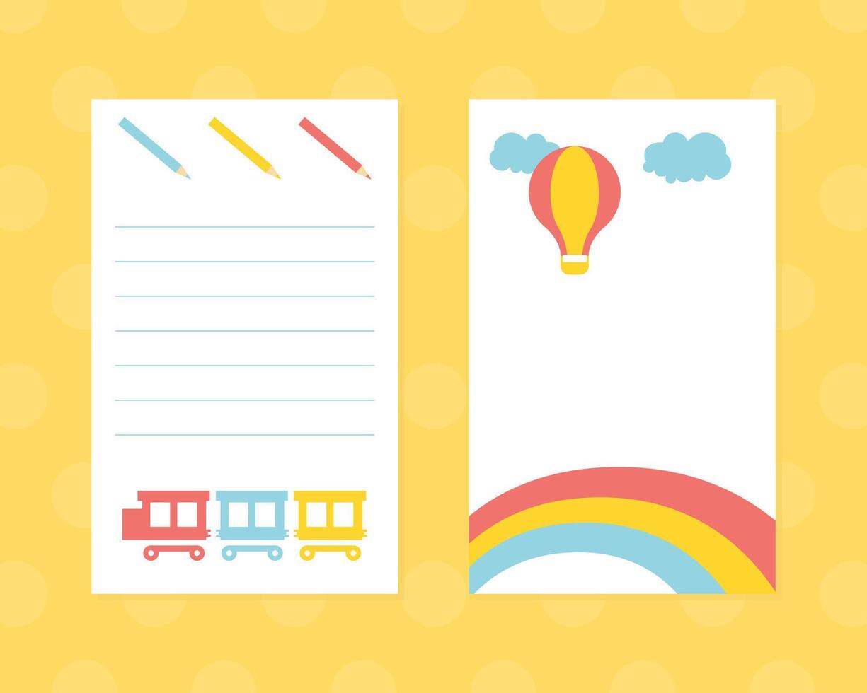Cute Childish Planners Set. Note Paper, Notebook Sheets, Planning Pages, Organizer for Kids Cartoon Illustration vector