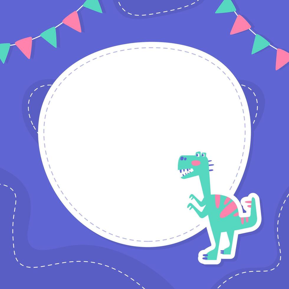 Cute Funny Dinosaur Banner Template with Space for Text, Cover, Poster, Invitation Card, Flyer Design Template with Colorful Prehistoric Creature Illustration vector