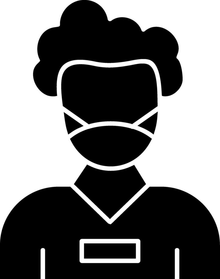 Man Wearing Mask Glyph Icon vector