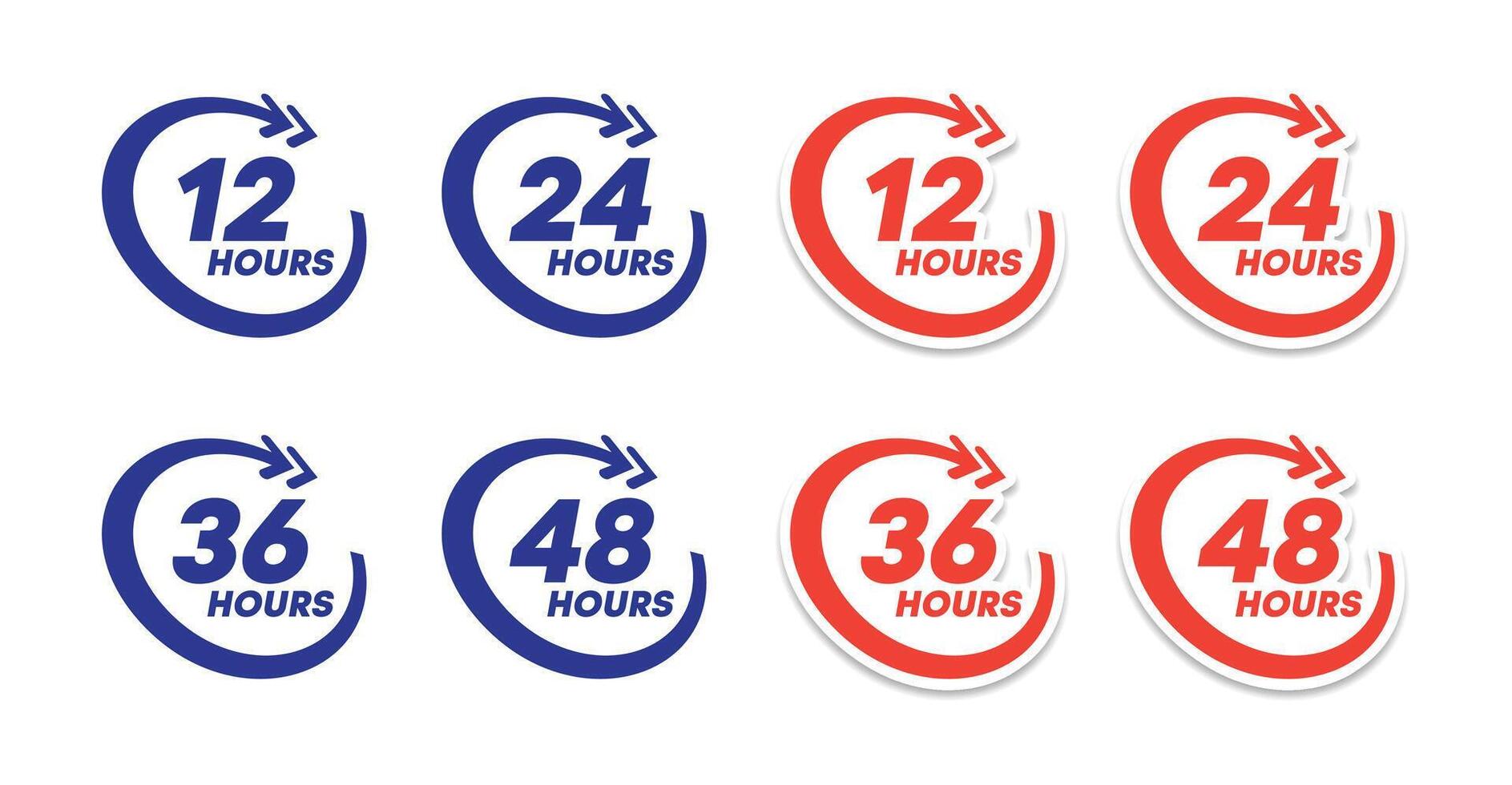 Blue and Red Hour Countdown Labels with Arrows for Scheduler, Campaign, or Reminder vector