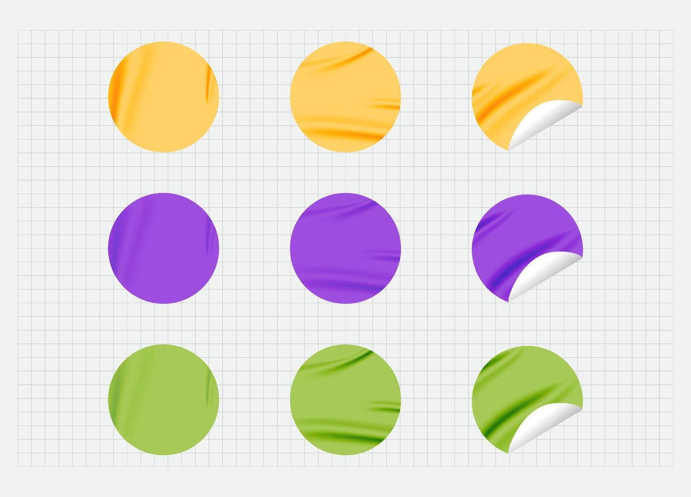 Colorful Round Sticker Set with Page Curl Effect for Labels, Badges, or Web Icons vector