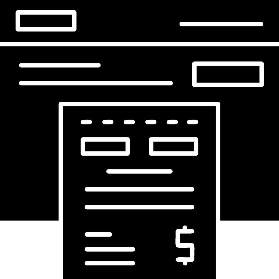 Online Invoice Glyph Icon vector