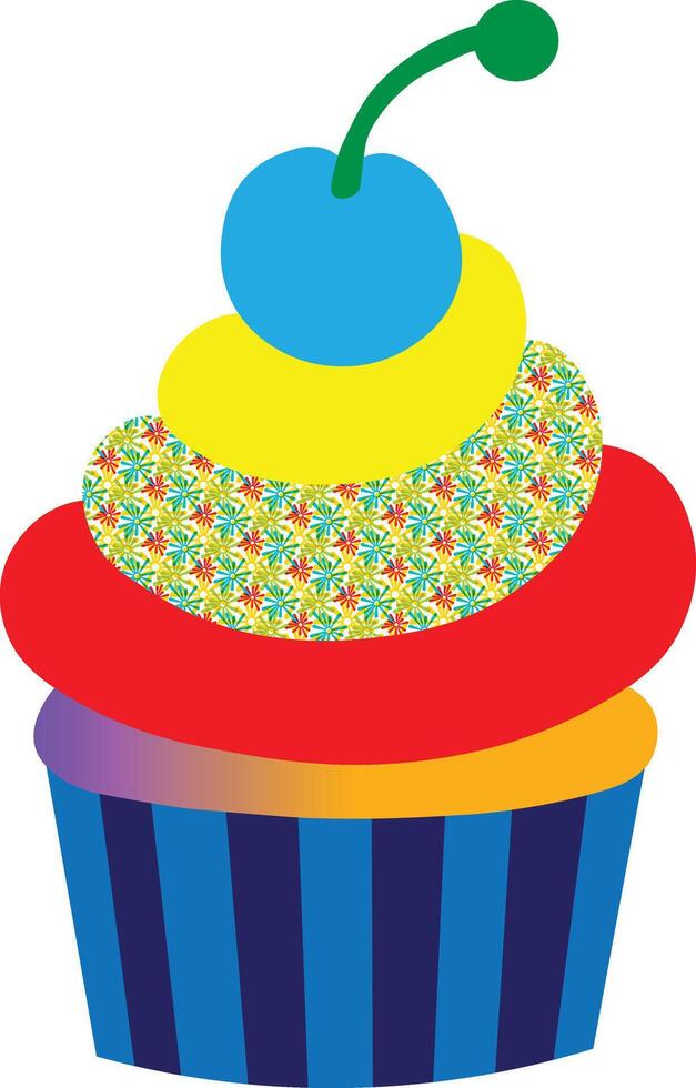 Cute Cartoon Cupcake Clipart Colorful Dessert Illustration for Party and Kids Projects vector