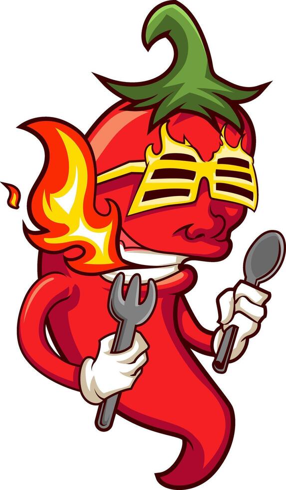 Flaming Chili Chef, Ready to Heat vector