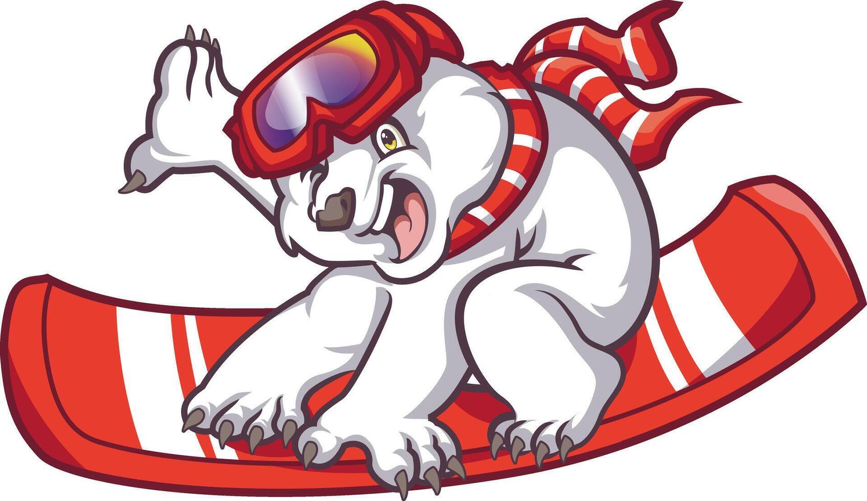 Extreme Snowboarding Polar Bear Mascot vector