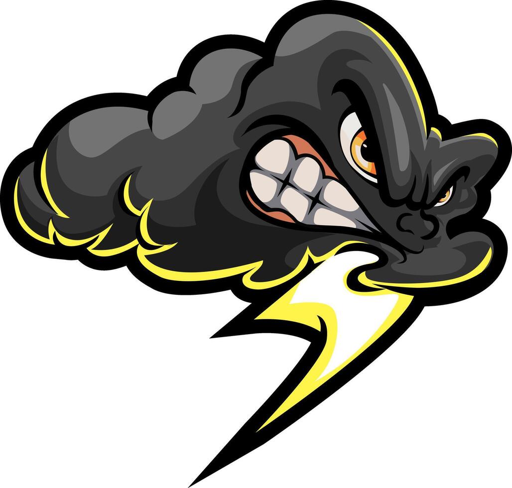 Angry Thundercloud Mascot, Storm Power Cartoon Logo vector