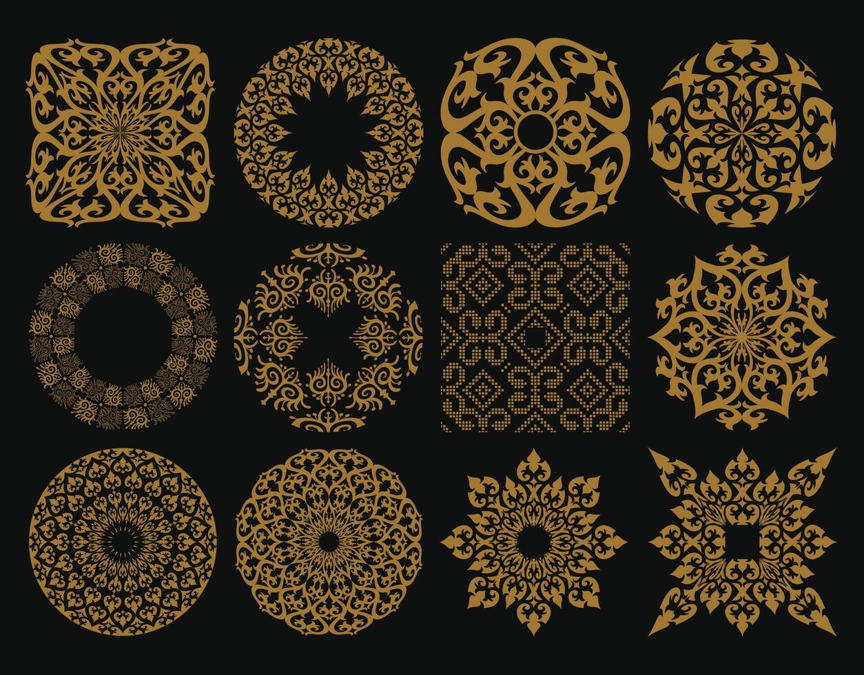 Cultural Heritage Aceh Motif Element Set vector