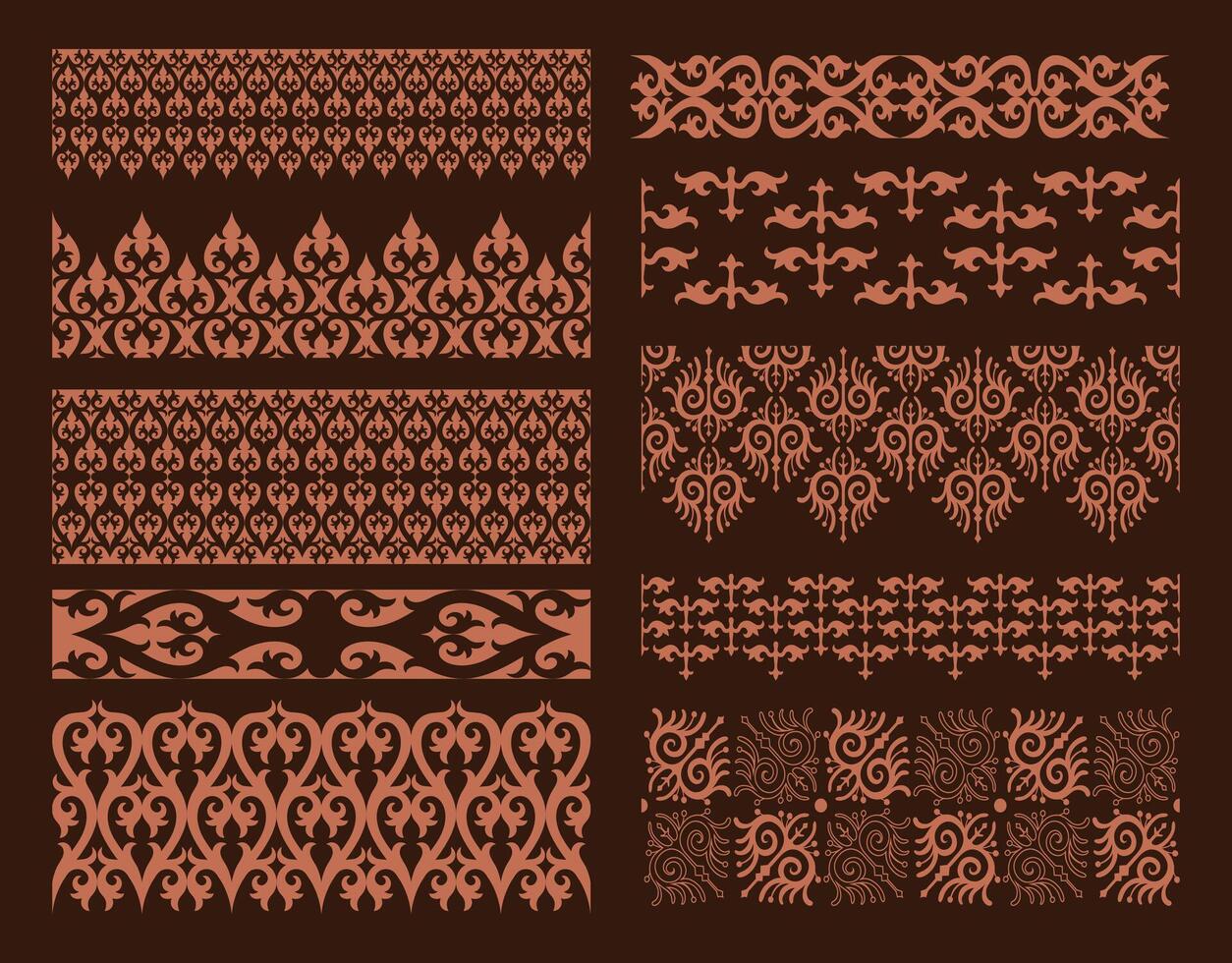 Aceh Traditional Border Motif Pattern Set vector