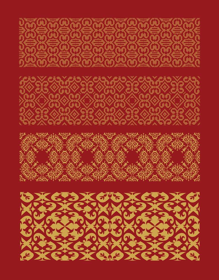 Aceh Traditional Border Pattern Set vector