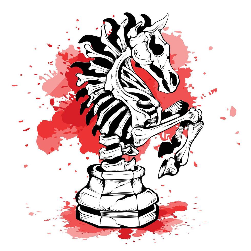 Knight chess illustration for tattoo vector