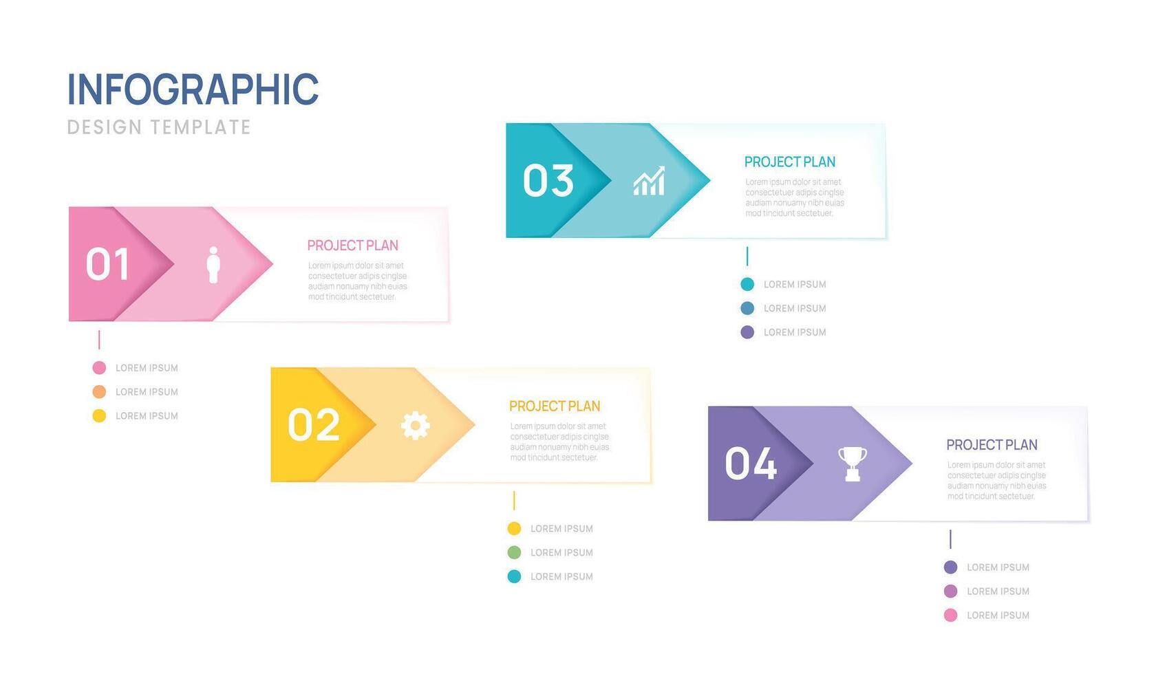 Infographic template 4 steps timeline options, Infographics business presentation with icon elements illustration. vector