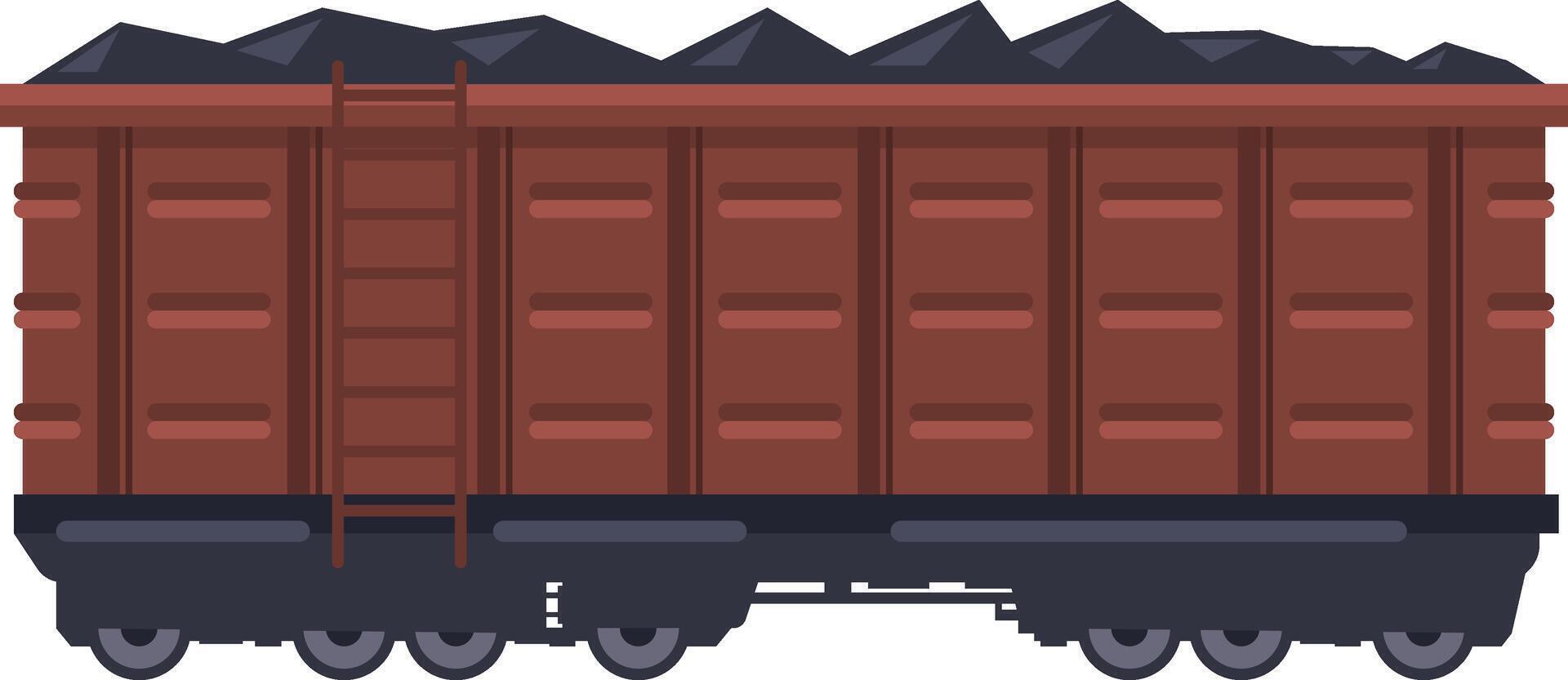 Open top rail car carrying coal illustrating industrial freight transportation by rail, highlighting logistics and the movement of bulk goods vector