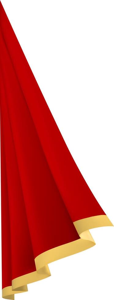 Red curtain with golden border waving on white background, creating an elegant and luxurious atmosphere, perfect for theater, opera, or any grand event vector