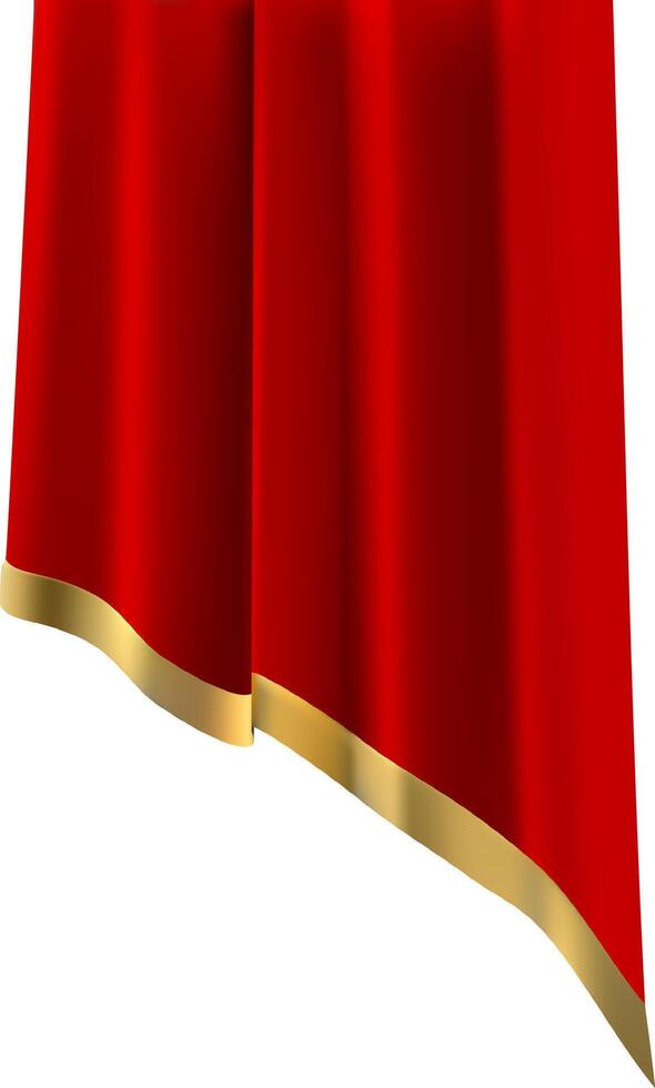 Red curtain with golden border slightly open on a white background, creating a sense of anticipation and elegance, perfect for theater, opera, or any grand event vector
