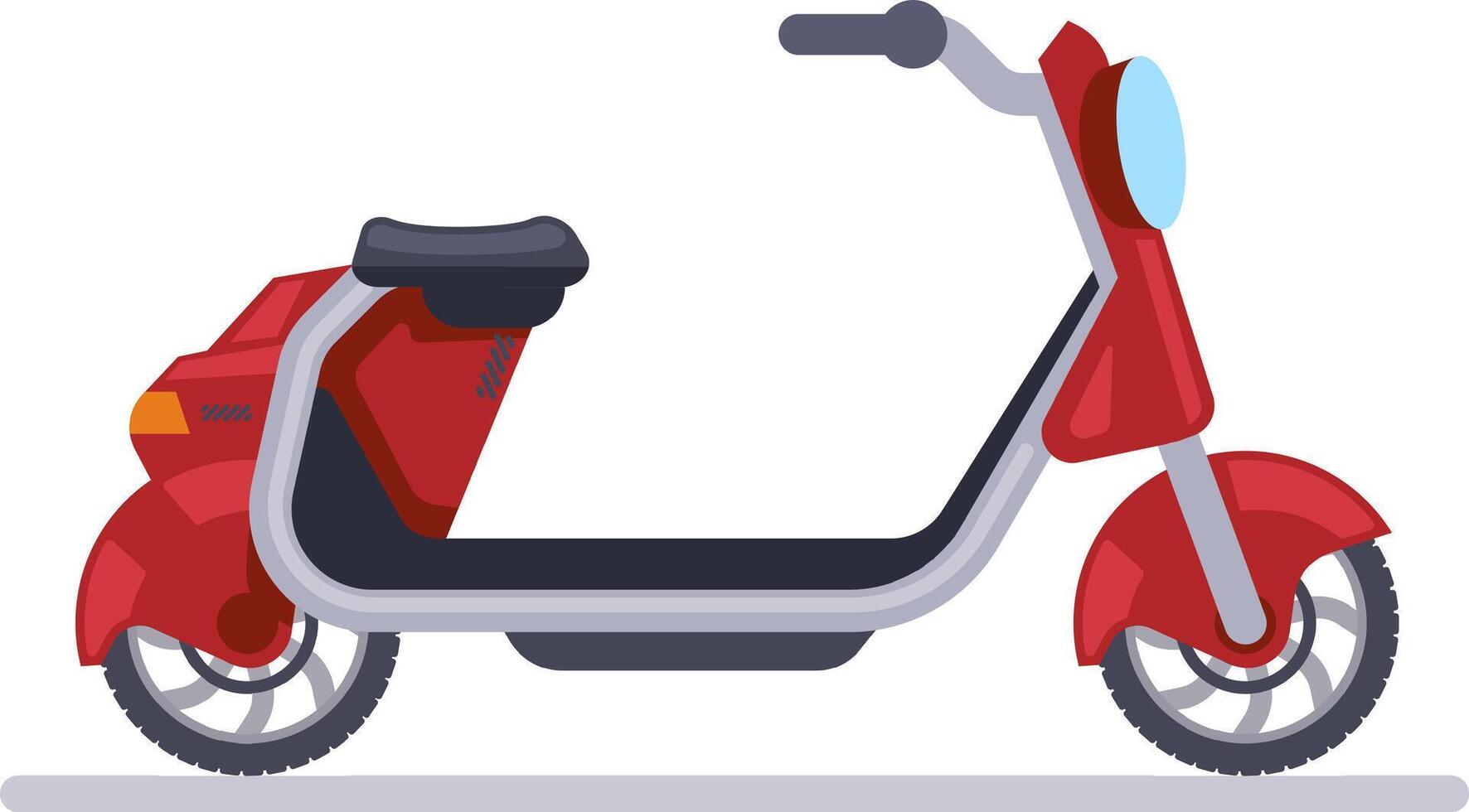 Red electric scooter parked on a white background representing a modern and eco friendly way of urban commuting, promoting sustainable transportation and reducing carbon footprint vector
