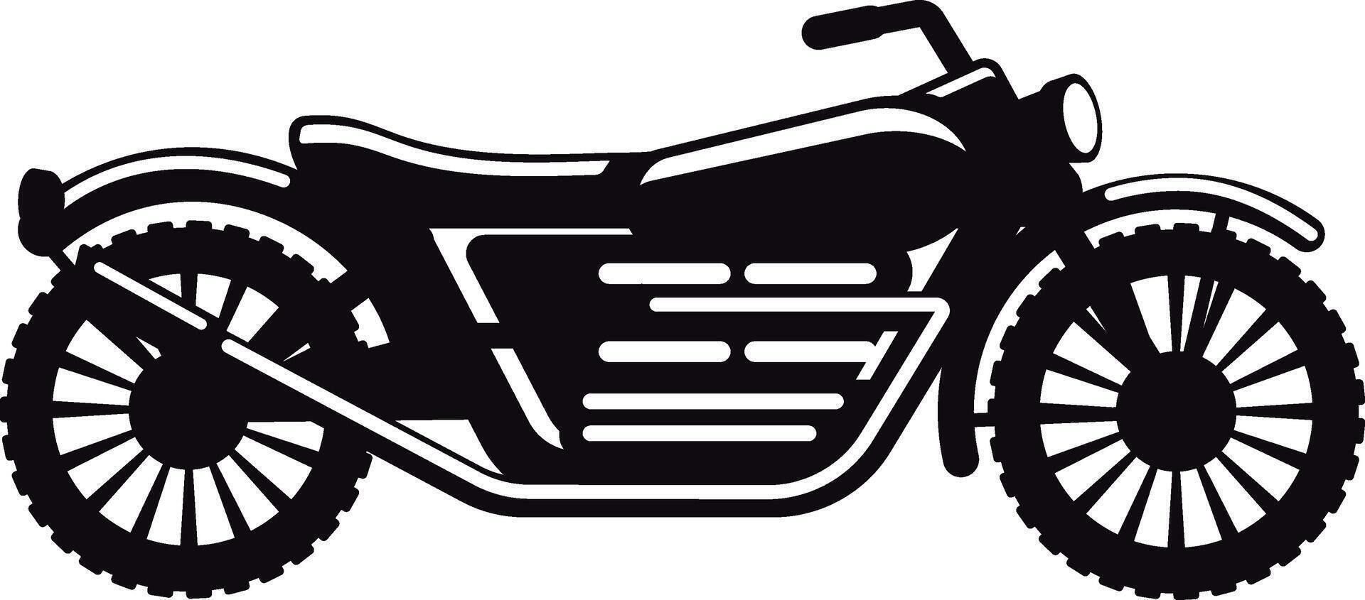 Black and white silhouette of a vintage motorcycle, highlighting its classic design, powerful engine, and timeless appeal, perfect for logos, posters, and apparel vector