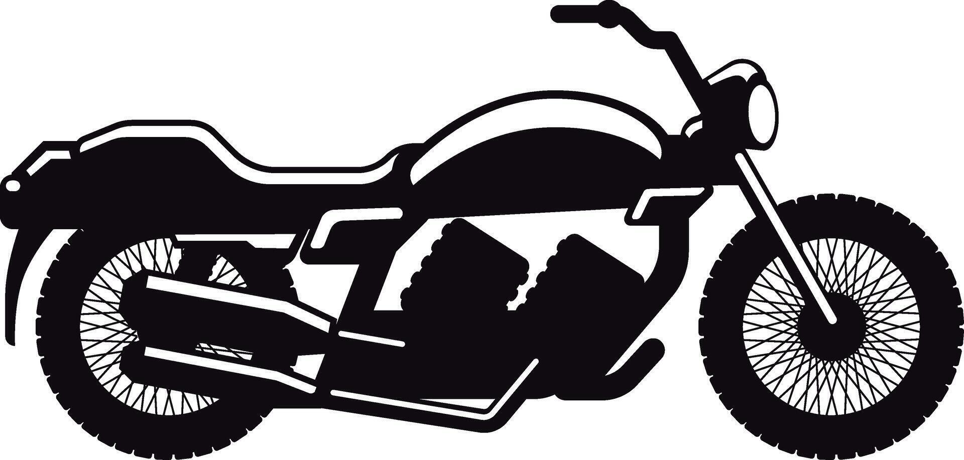 Black and white silhouette of a vintage style motorcycle representing adventure, travel and freedom, ideal for logos, posters and any graphic design project vector