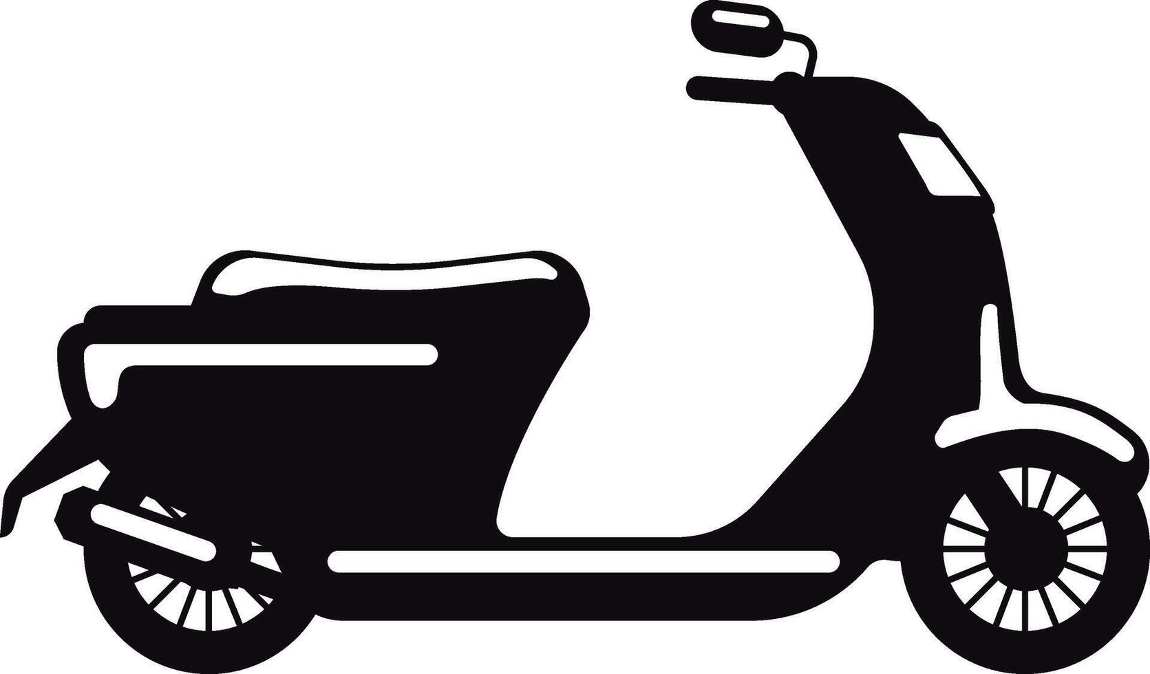 Black silhouette of a modern electric scooter represents eco friendly personal mobility, highlighting the growing trend of sustainable transportation in urban environments vector
