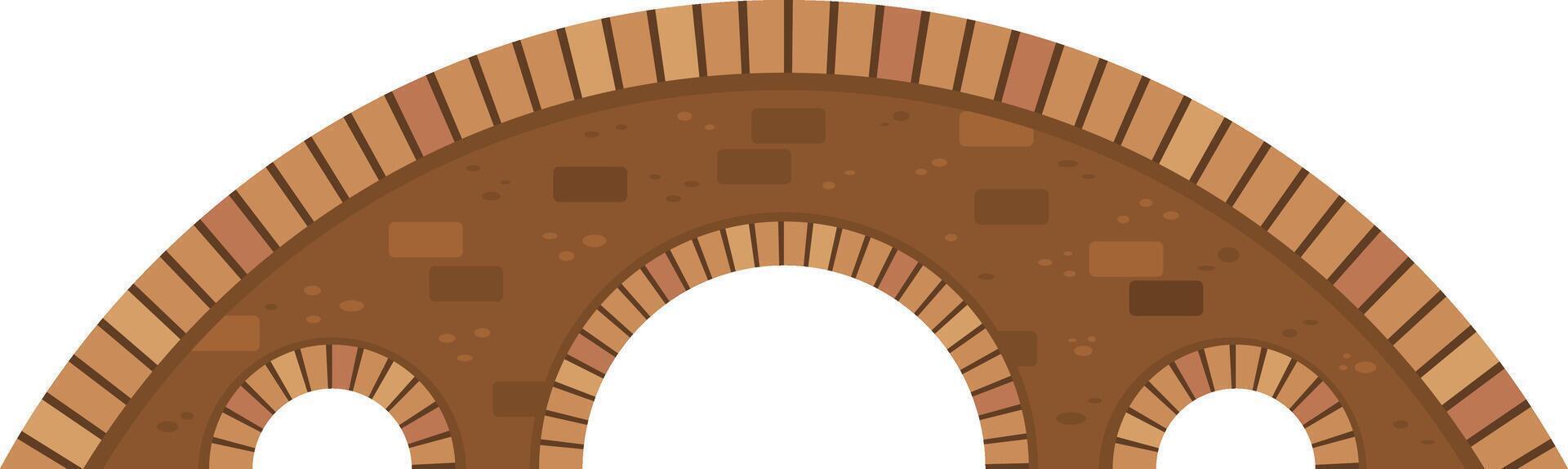 Arched brick bridge forming a graceful semicircle, featuring smaller arches beneath, creating a captivating architectural structure with intricate details and a strong sense of symmetry vector