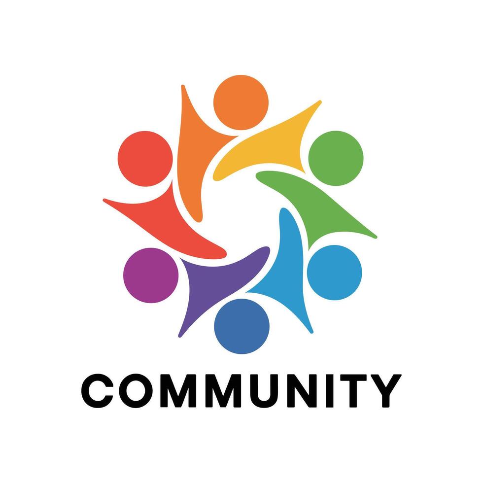Colorful Circular Abstract People Figures Representing Community, Diversity, and Global Connection vector