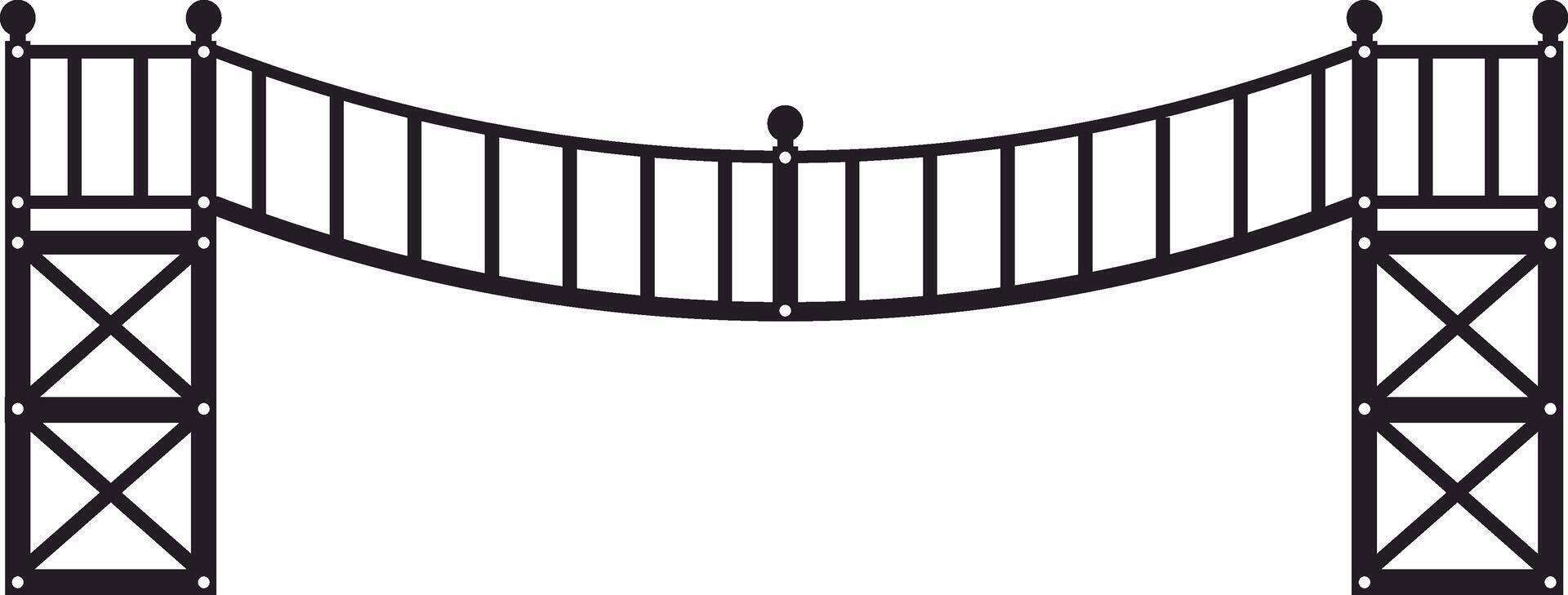 Minimalist illustration of a suspension bridge connecting two towers, representing connection, infrastructure, and crossing obstacles vector