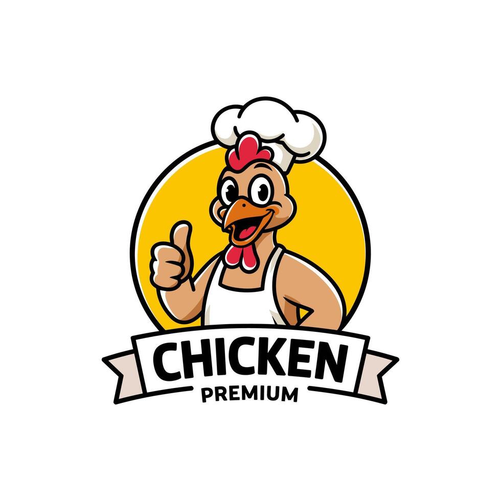 Cartoon Chicken Mascot with Chef Hat and Thumbs Up, Perfect for Restaurant or Food Service Branding vector