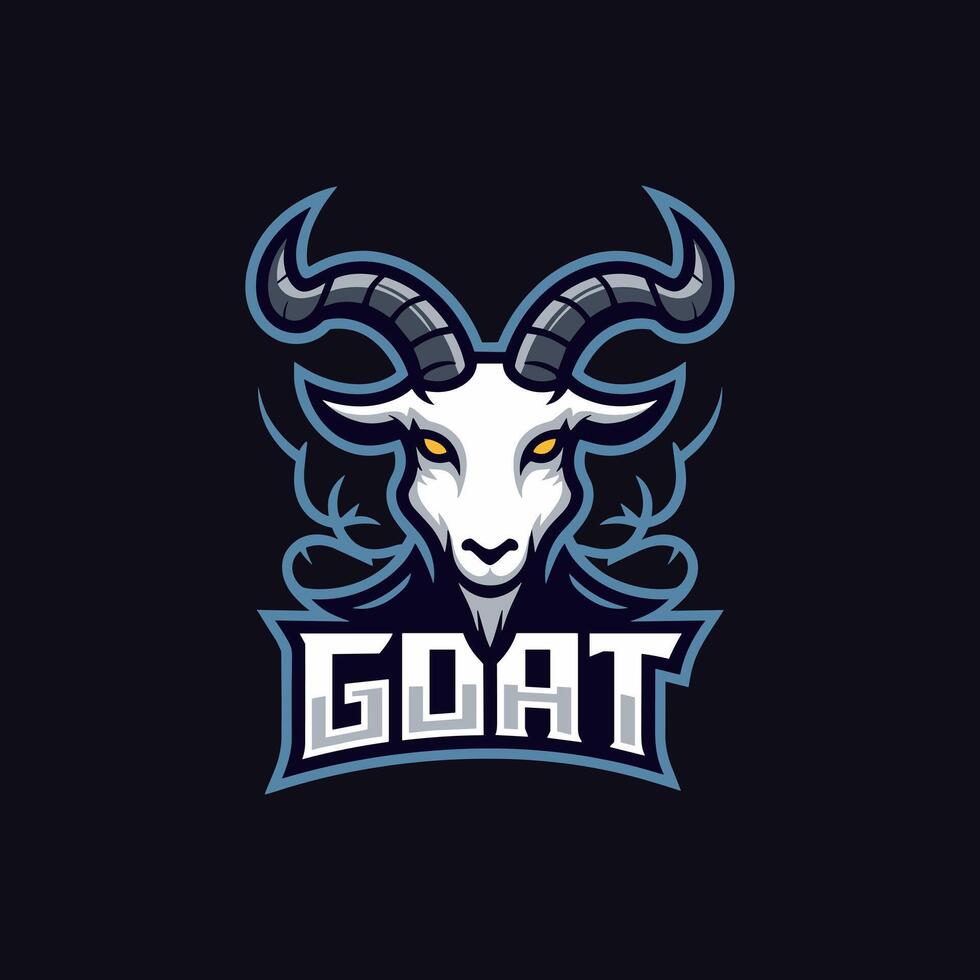 Fierce Goat Head Mascot with Horns and Yellow Eyes vector