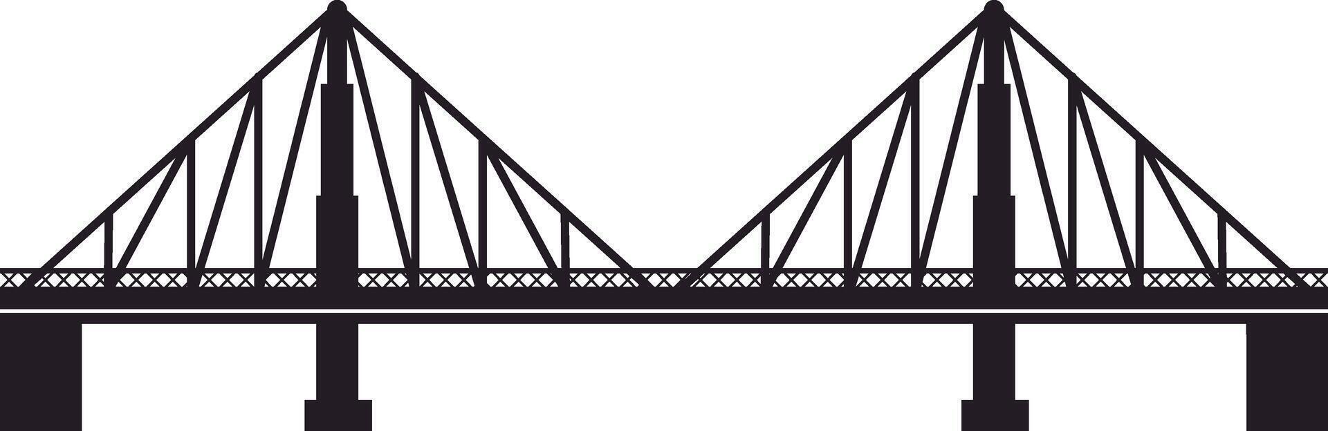 Silhouette of Howrah Bridge, a cantilever bridge with a suspended span over the Hooghly River in Kolkata, India, connecting Kolkata and Howrah vector