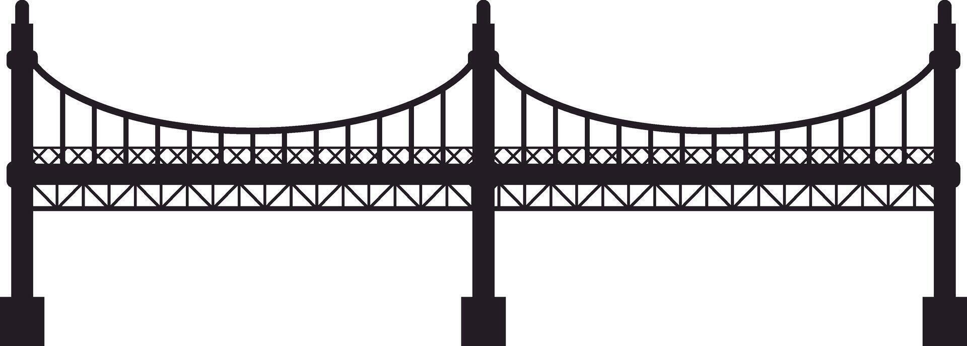 Imposing silhouette of Williamsburg Bridge, featuring intricate steel structure and towering pillars, spans the East River, connecting Brooklyn and Manhattan in New York City vector