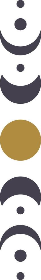 Simple and elegant modern design featuring a vertical arrangement of dark gray semicircles and circles interspersed with a golden circle, creating a visually appealing abstract pattern vector