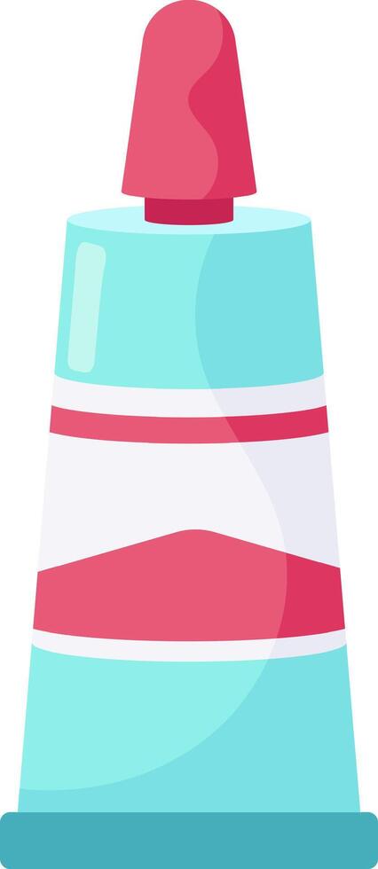 Light blue and pink tube featuring cream or ointment, topped with a vibrant red cap, isolated on a clean white background, highlighting its sleek packaging for skincare and wellness vector