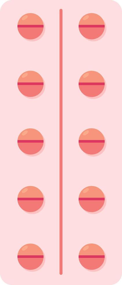 Blister pack containing several round, splittable pills, arranged in rows and separated by a dividing line, suggesting medical treatment or healthcare vector