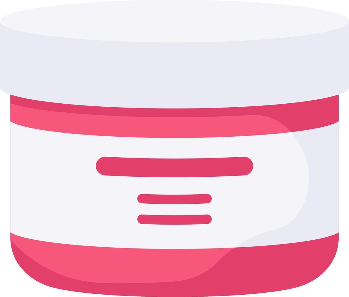 Cosmetic cream container with pink lid and base, featuring a blank label with space for branding and product information, representing skincare, beauty products, and personal care vector