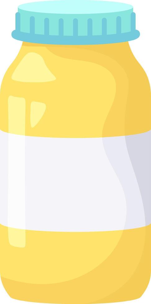 Glass jar filled with a vibrant yellow substance and featuring a blank white label, offering a versatile visual perfect for various food or product concepts in branding and design vector