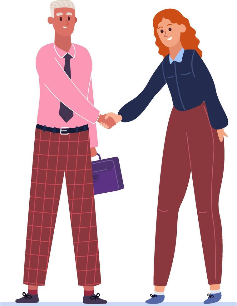 Business partners shaking hands after a successful meeting, celebrating trust and collaboration while concluding an agreement and expressing gratitude and respect vector