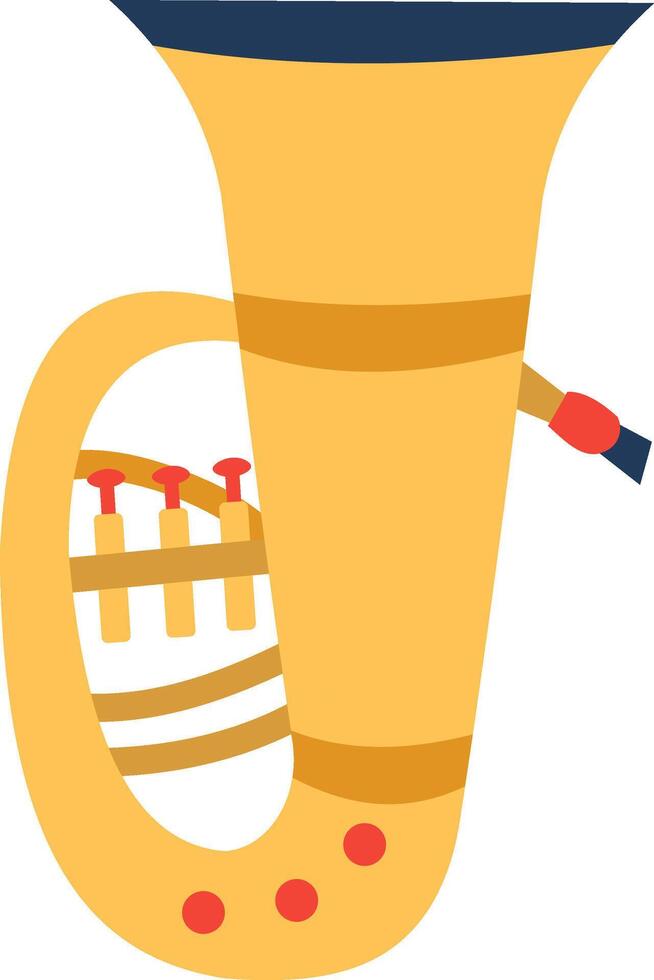 Yellow tuba featuring prominent valves and a striking bell, embodying the essence of music and brass instruments, often associated with orchestras and vibrant bands vector