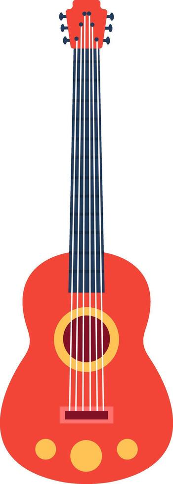 Red acoustic guitar featuring six strings and a resonant sound hole, creating a vibrant and engaging visual ideal for music related projects and artistic expressions vector