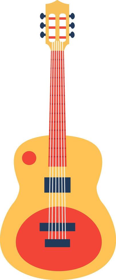 Vibrant acoustic guitar featuring a striking yellow body and bold red details, symbolizing music, entertainment, and the creativity found in artistic expression vector