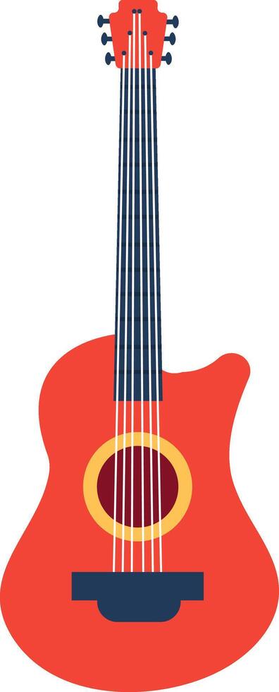 Red acoustic guitar with sound hole and strings representing music, entertainment, and leisure activities, perfect for illustrating musical concepts or hobbies vector