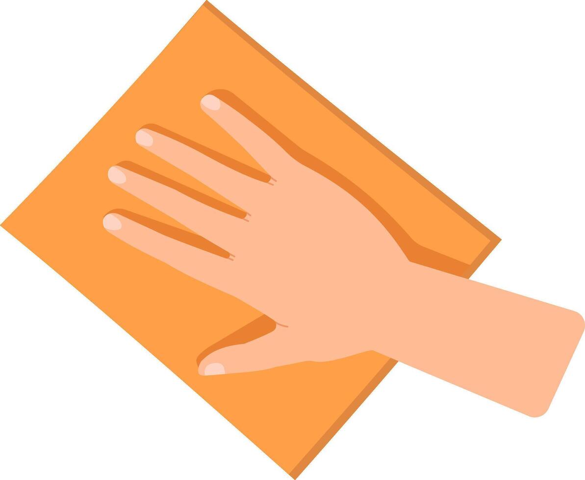 Cleaner holding an orange rag, wiping down surfaces in a home, highlighting the importance of household chores, hygiene practices, and maintaining cleanliness in daily life vector
