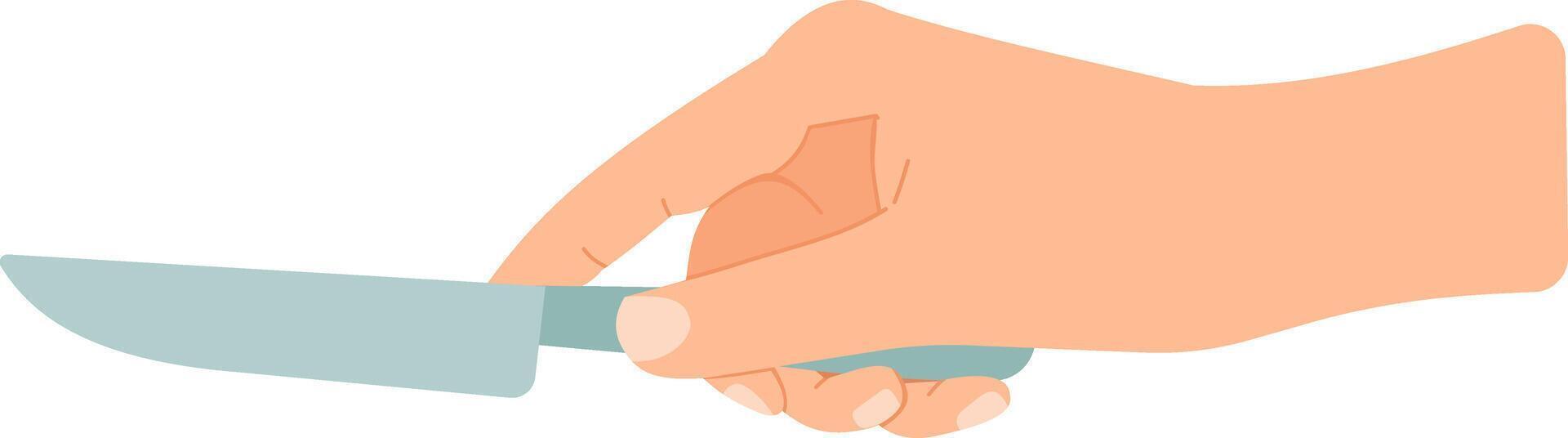Chef's hand holding a knife, preparing to slice and dice ingredients with precision and skill, demonstrating culinary expertise in the kitchen vector