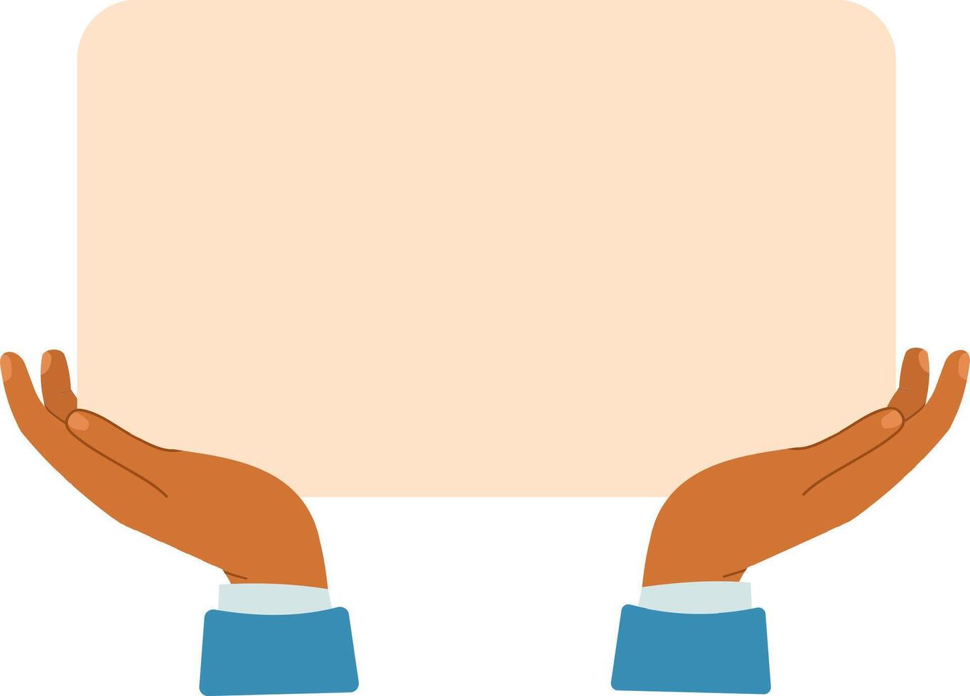 Two hands of a businessman wearing a suit are holding a blank board with copy space for your text, perfect for advertising and marketing campaigns vector