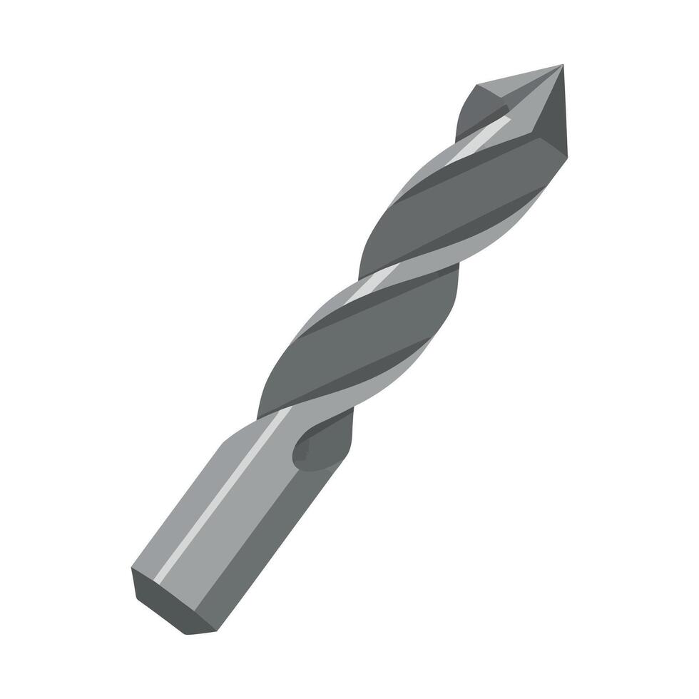 Gray Drill Bit Tool Illustration Isometric View. vector