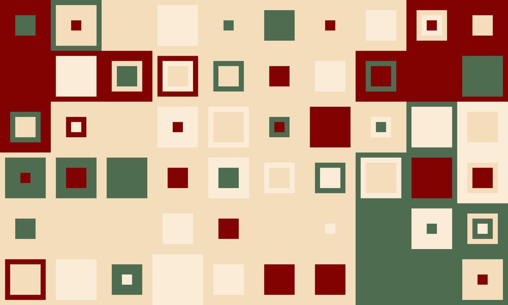 Abstract geometric background with red, green, and beige squares. Modern, minimalist design ideal for website banners, presentations, or social media. vector